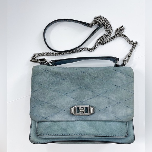 Rebecca Minkoff crossbody bag steel blue quilted nubuck Je T'aime Medium